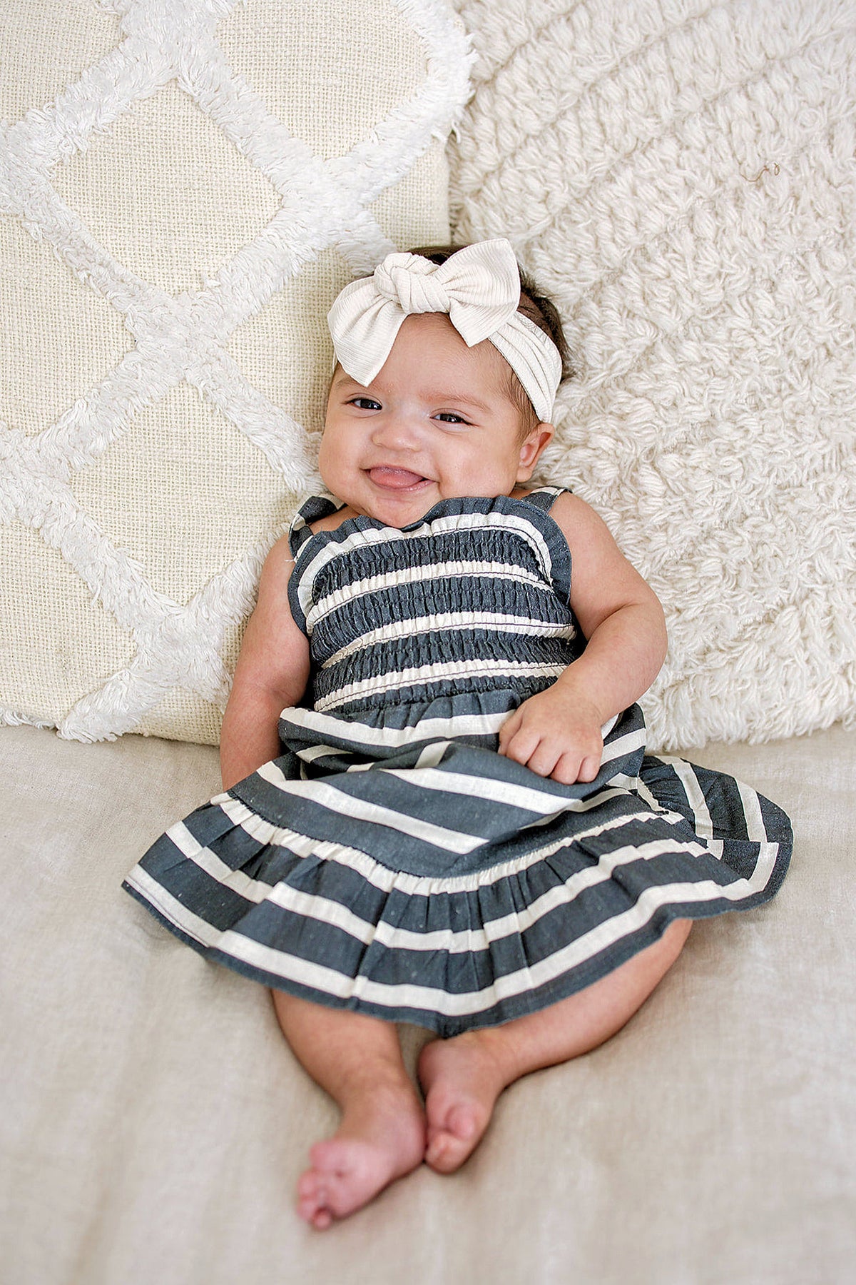 Mebie Baby Navy Stripe Summer Dress, Linen, Baby - Kids