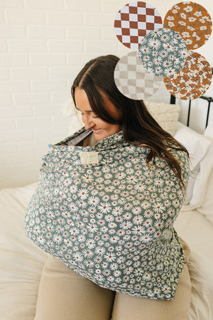 Taupe Checkered Multi-Use | Bamboo | Car Seat & Nursing Cover