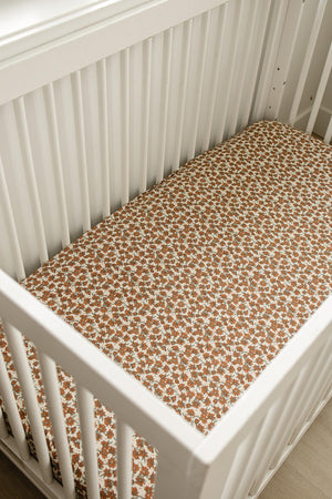 Cream Magnolia Stretch Crib Sheet | Bamboo | Baby Essentials