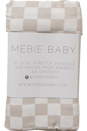 Taupe Checkered Stretch Swaddle Blanket | Bamboo | Baby Essentials