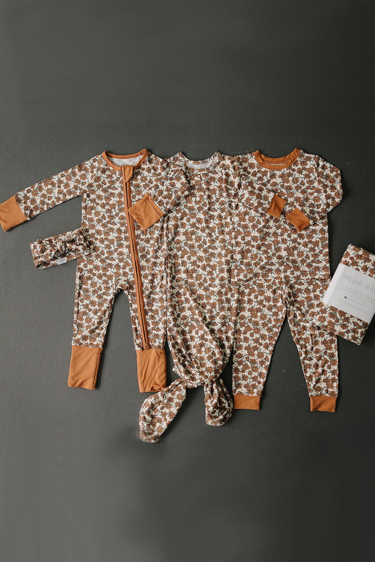 Mebie Baby  Cream Magnolia Zipper Pajama | Bamboo | Baby Essentials