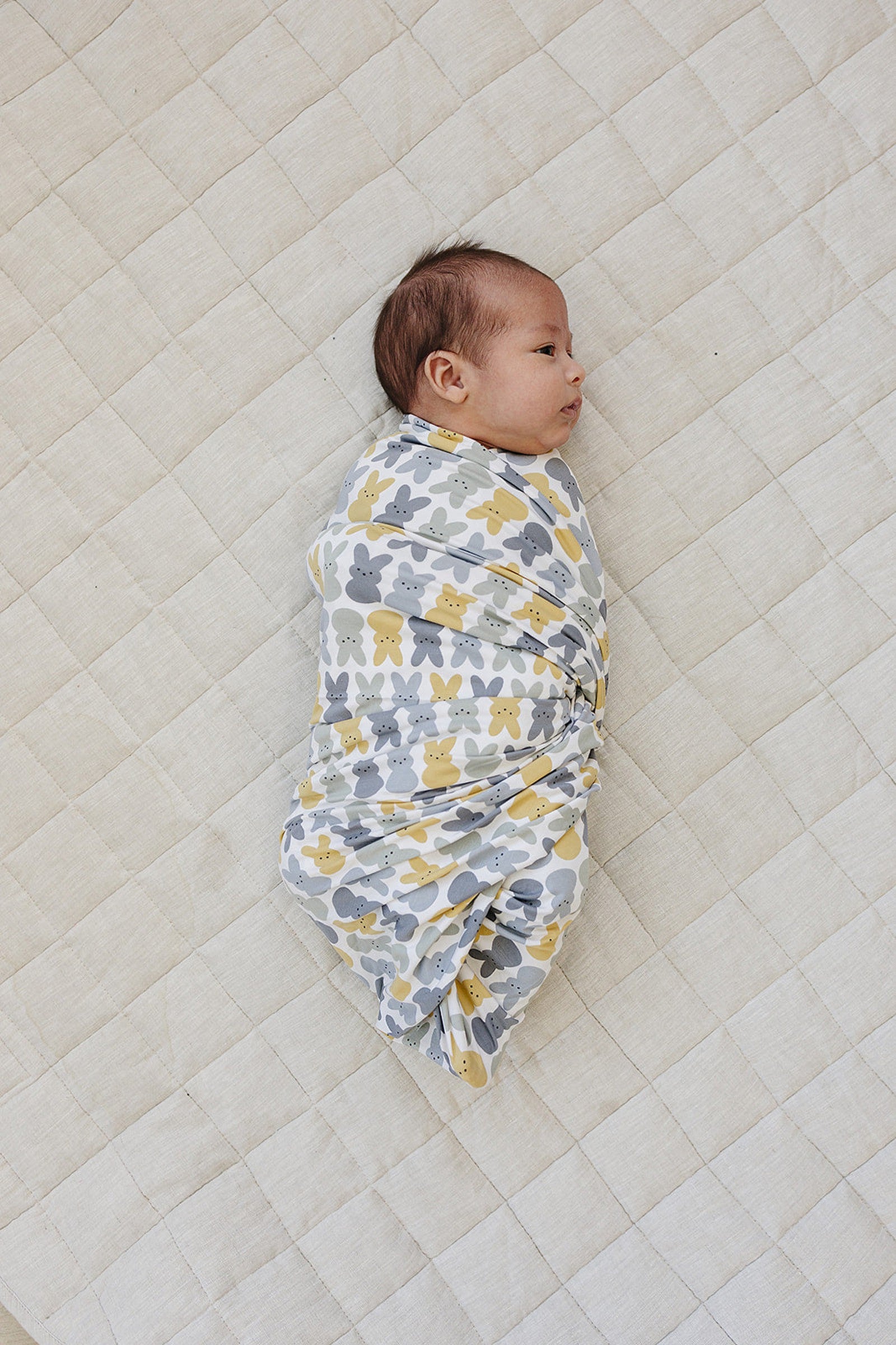 Dusty Blue Bunny Stretch Swaddle | Bamboo | Baby Essentials