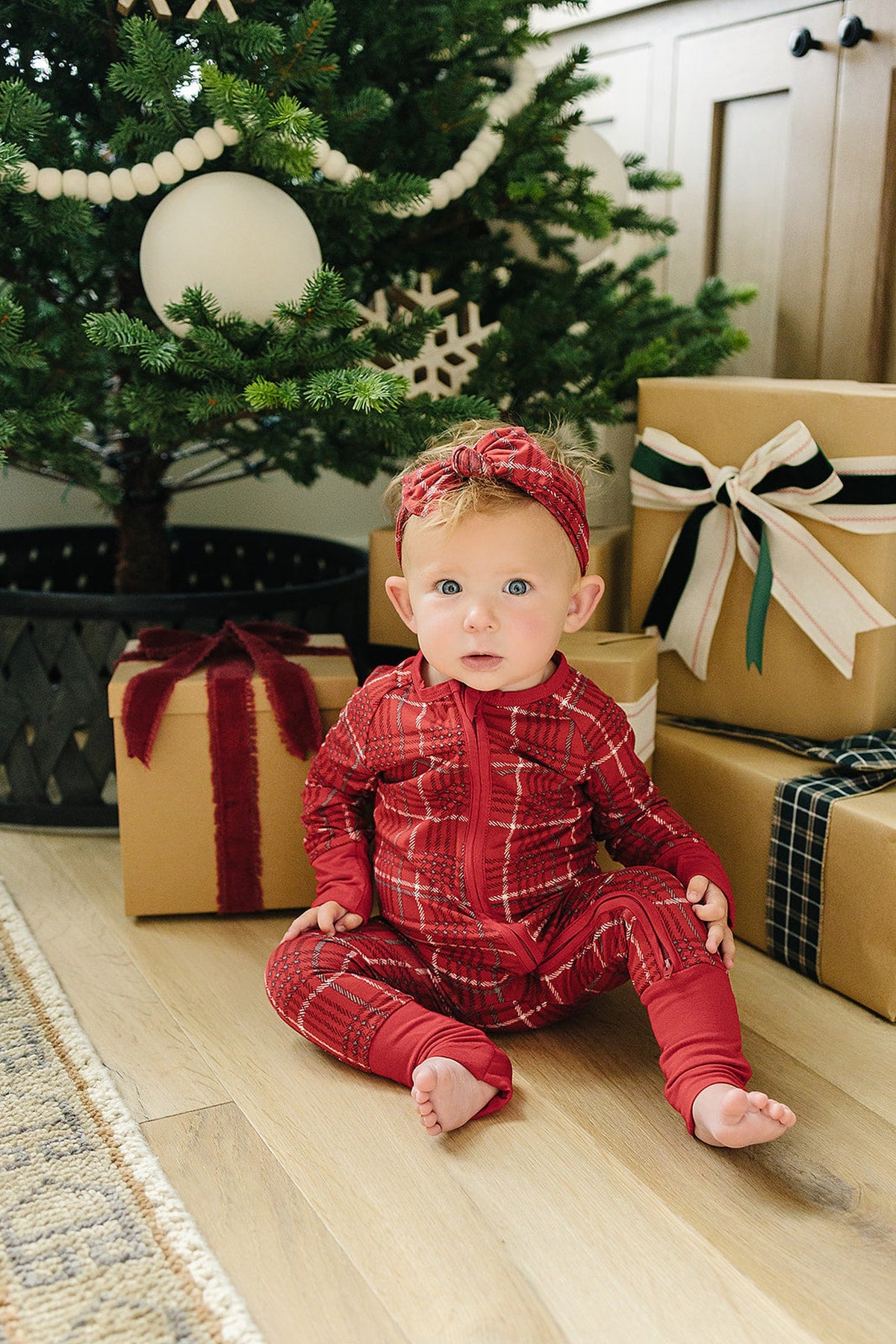 Red Plaid Zipper Pajama | Bamboo  | Baby Essentials