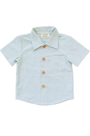 Boy Green Stripe Button Up Pocket Shirt | Cotton