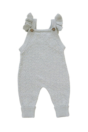 Grey Ruffle Knit Overalls | 100% Cotton