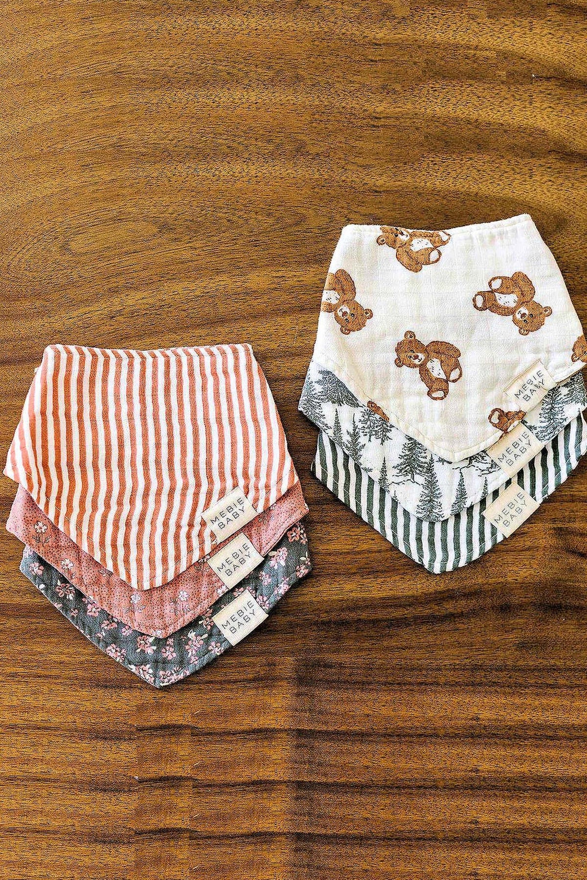 Mebie Baby Teddy Bear Classic Muslin Bib | 100% Cotton | Baby Essentials