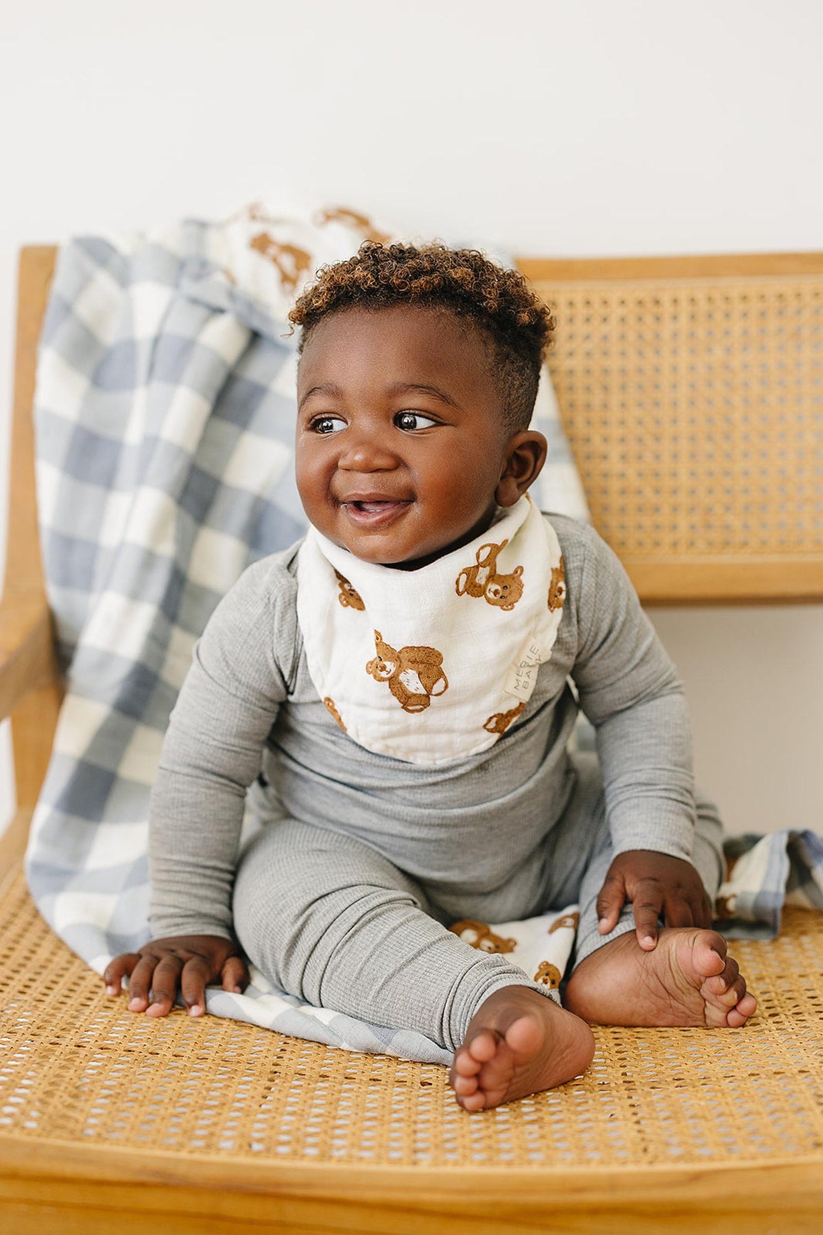 Mebie Baby Teddy Bear Classic Muslin Bib | 100% Cotton | Baby Essentials