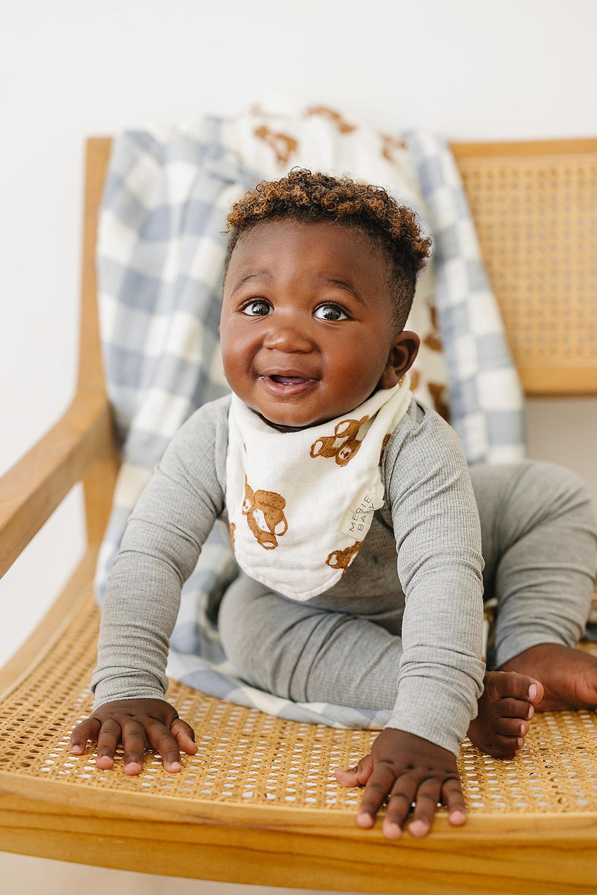 Mebie Baby Teddy Bear Classic Muslin Bib | 100% Cotton | Baby Essentials