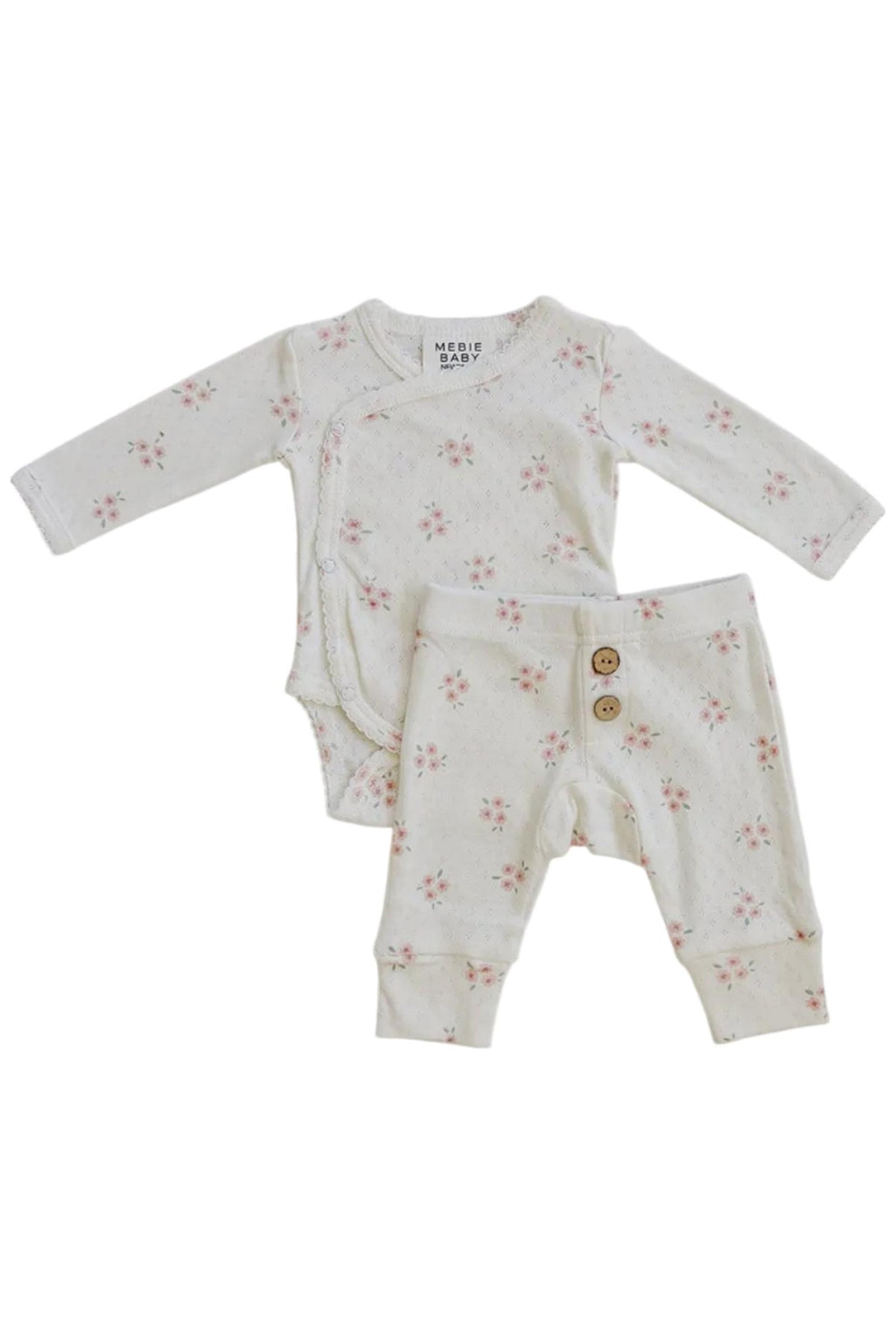 Timeless Pink Floral Pointelle Layette Cotton Set