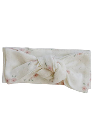 Pink Floral Pointelle Cotton Head Wrap