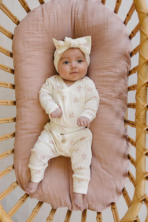 Timeless Pink Floral Pointelle Layette Cotton Set