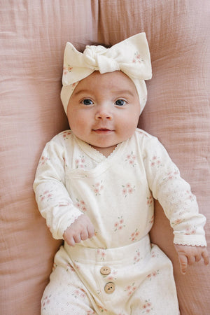 Timeless Pink Floral Pointelle Layette Cotton Set