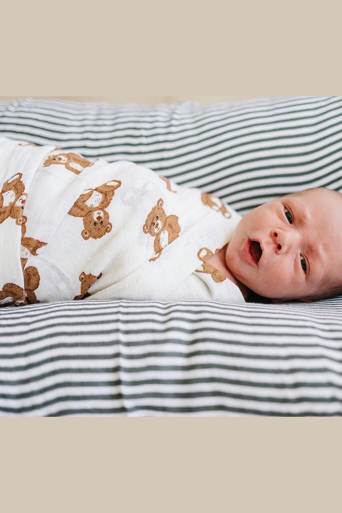 Teddy Bear Muslin Swaddle Blanket | 100% Cotton