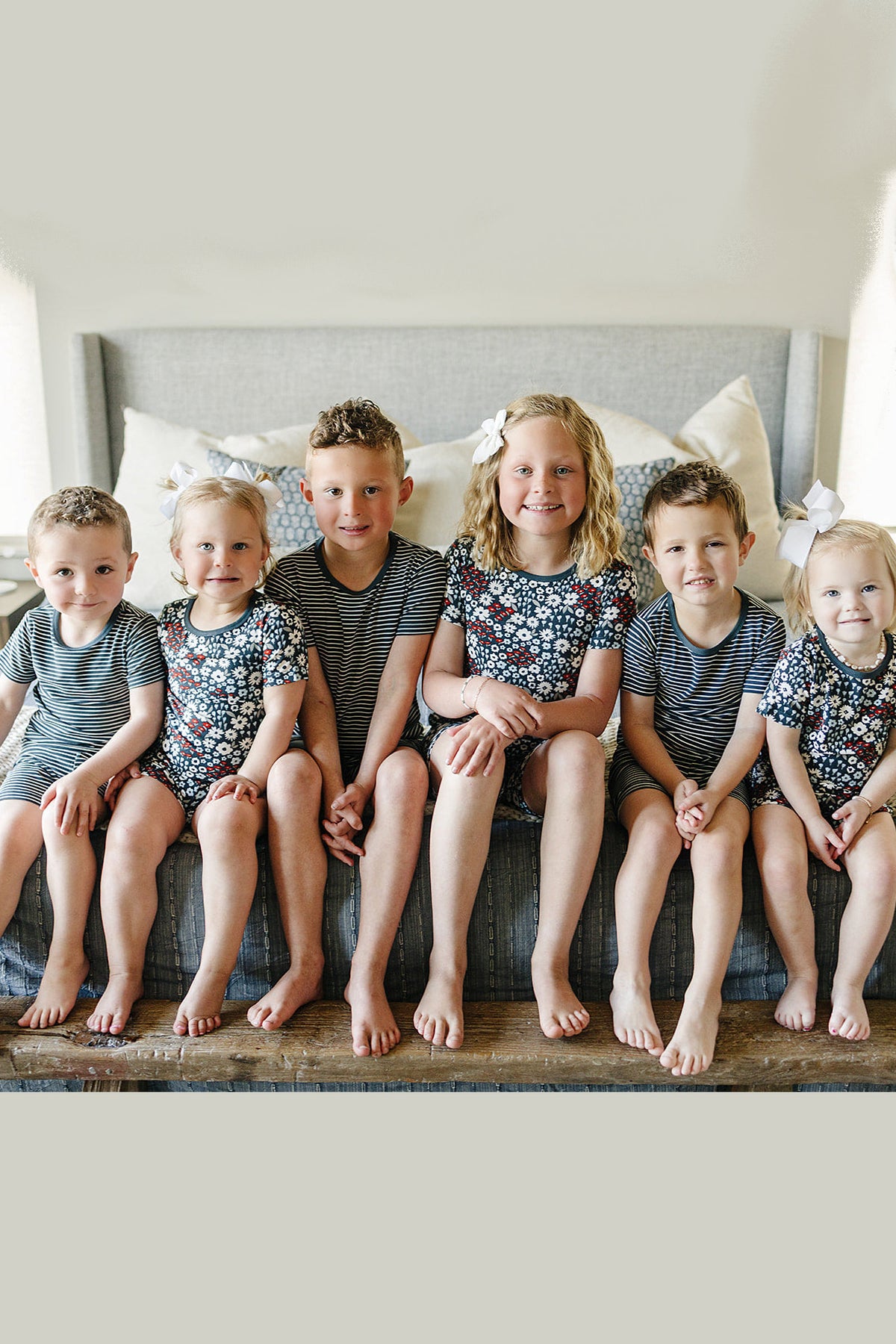 Mebie Baby  Americana Floral Ribbed Cozy Shorts Set | Bamboo