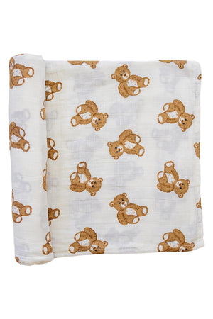 Teddy Bear Muslin Swaddle Blanket | 100% Cotton