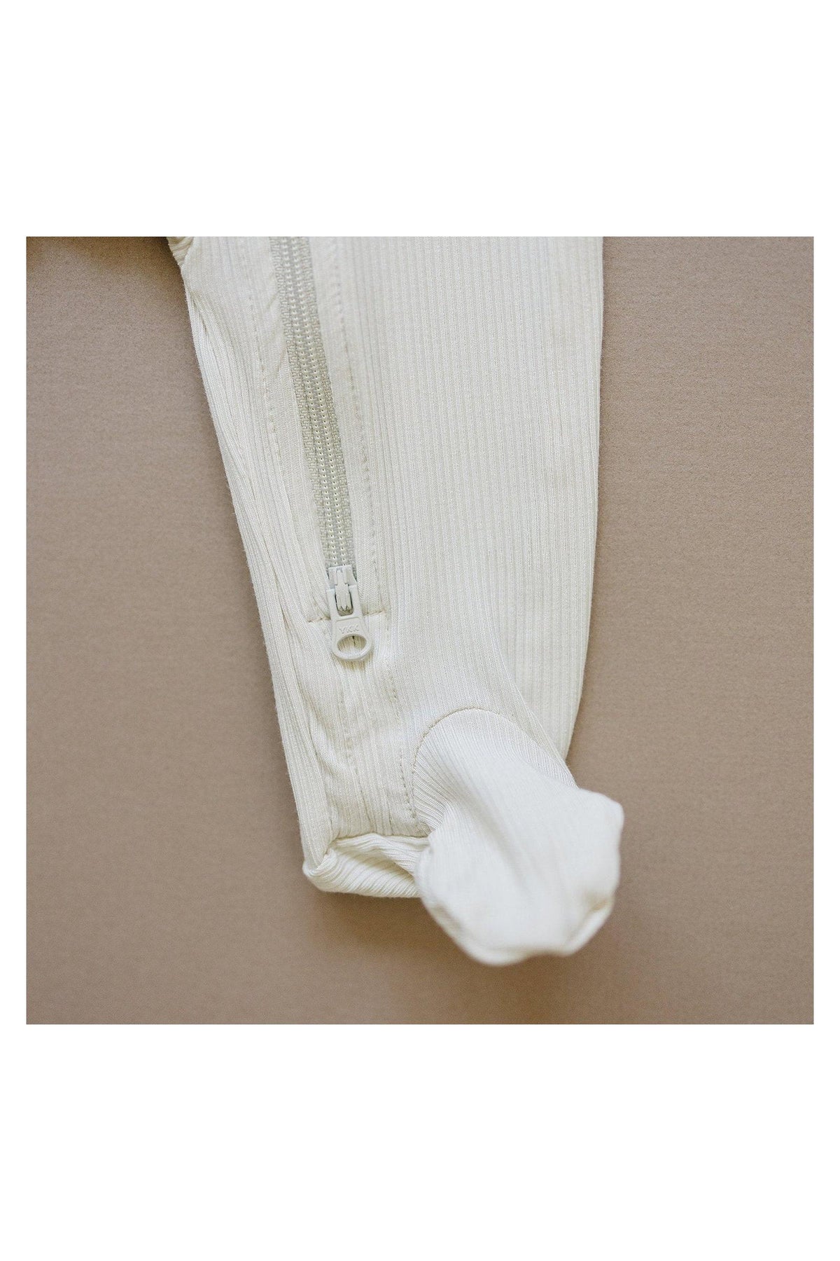 Mebie Baby  Cream Ribbed Zipper Pajama | Bamboo | Preemie | Baby Essentials