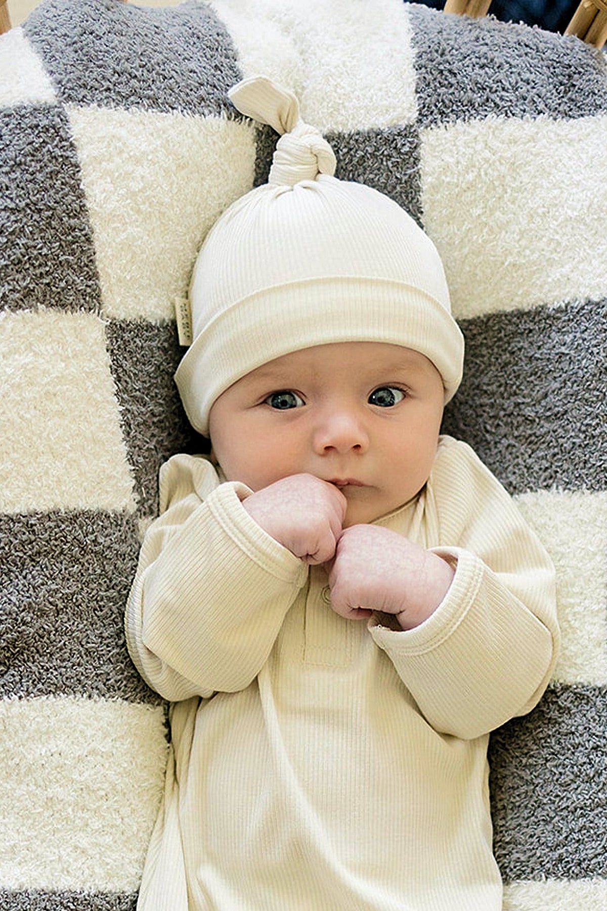 Mebie Baby  Cream Ribbed Knot Hat | Bamboo | Newborn | Baby Essentials