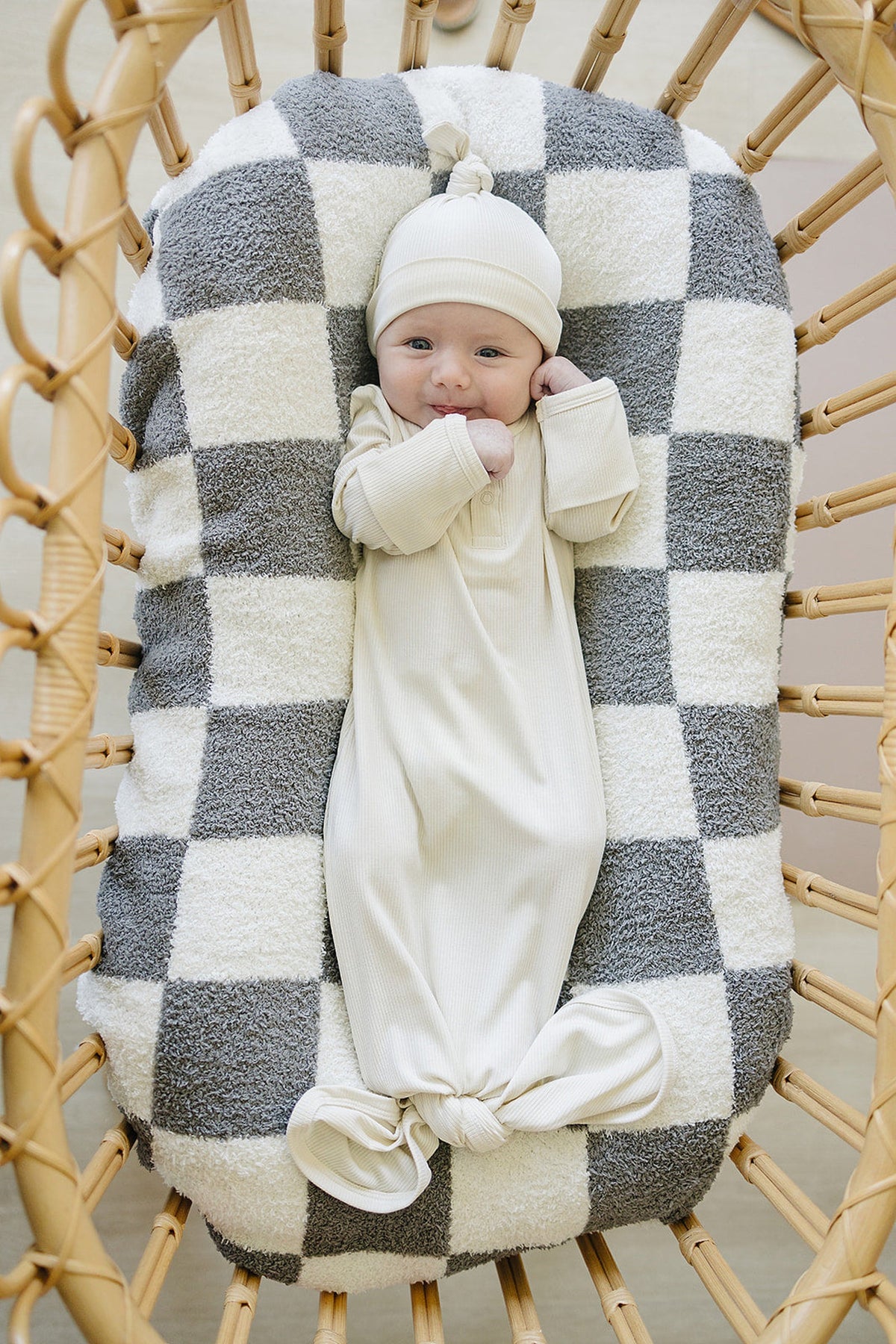 Mebie Baby  Cream Ribbed Knot Gown | Bamboo | Baby Essentials