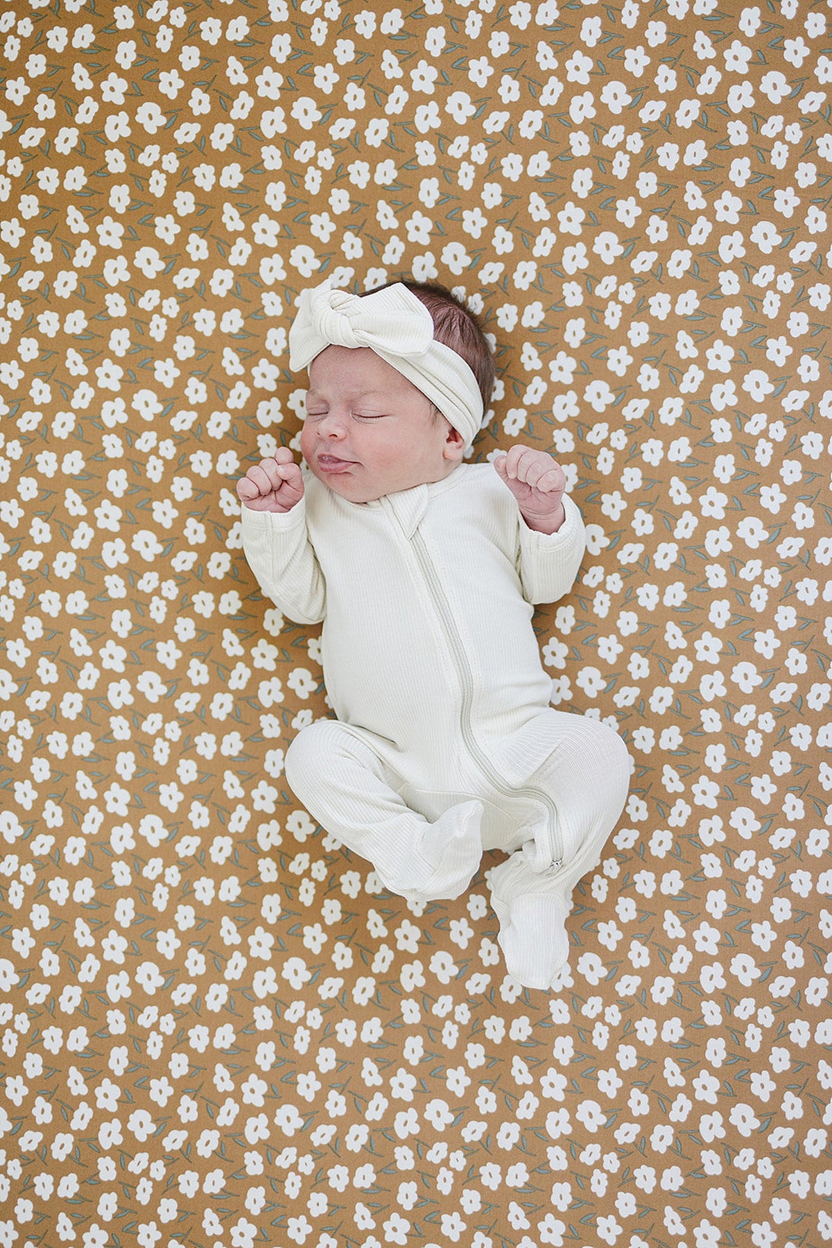 Mebie Baby  Cream Ribbed Zipper Pajama | Bamboo | Preemie | Baby Essentials