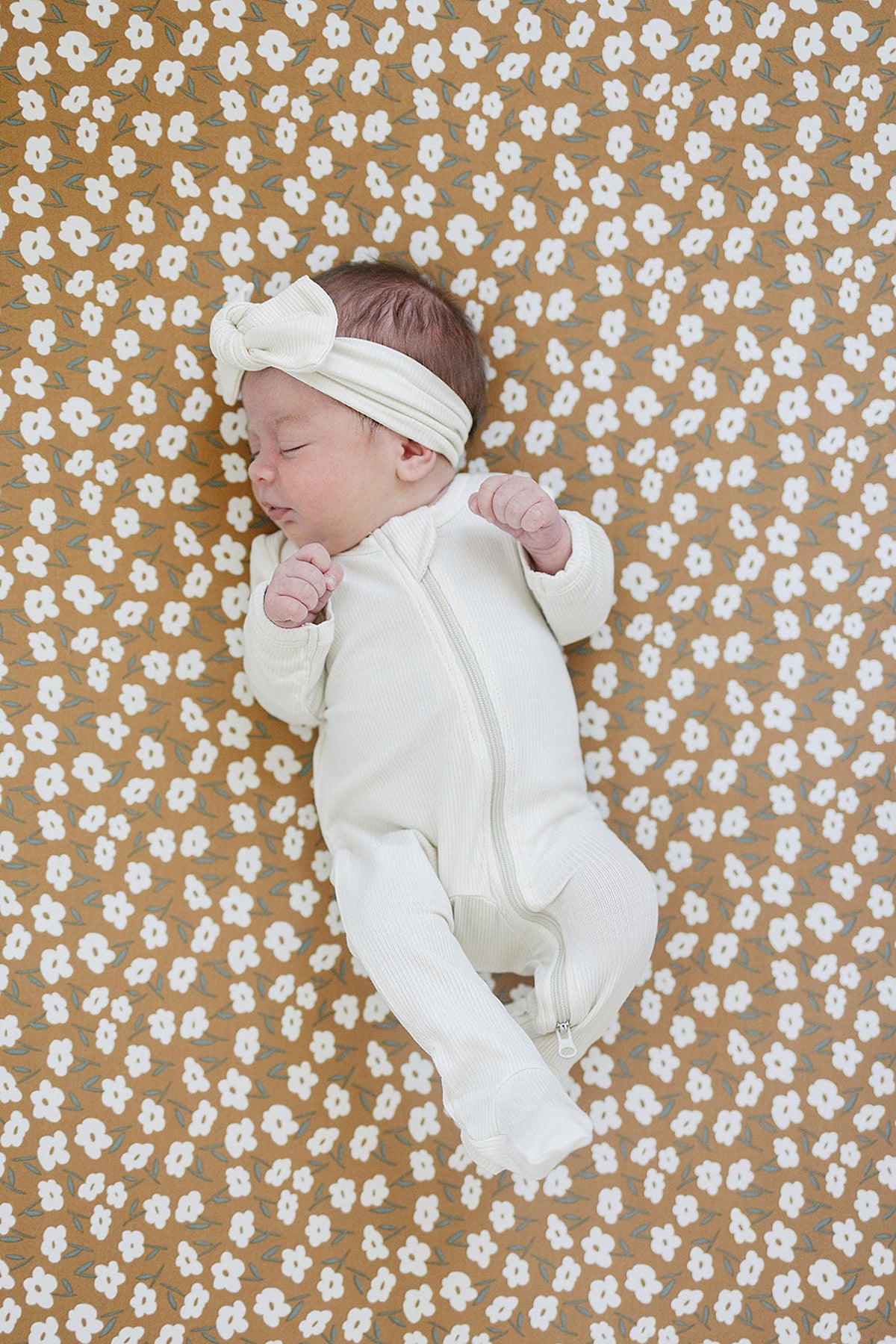 Mebie Baby  Cream Ribbed Zipper Pajama | Bamboo | Preemie | Baby Essentials