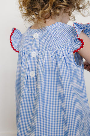 Flag Gingham Smocked Dress | Cotton