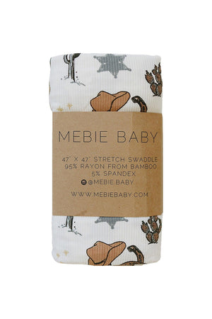 Mebie Baby Outlaw Cowboy Ribbed Stretch Swaddle | Rodeo Collection | Bamboo | Baby Essentials