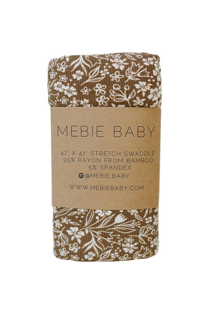 Brown Floral Ribbed Stretch Swaddle | Bamboo | Baby Essentials