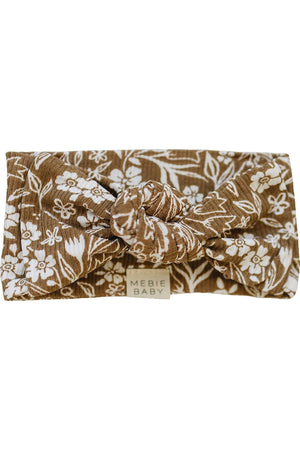 Brown Floral Ribbed Head Wrap | Bamboo