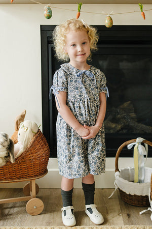 Girl Spring Floral Dress with Classic Peter Pan Collar | Cotton