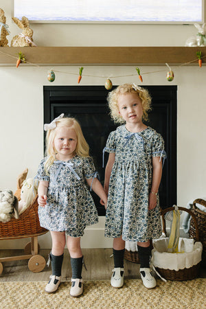 Spring Floral Bloomer Set with Classic Peter Pan Collar | Cotton