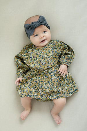 Venetian Floral Long Sleeve Ruffle Dress | 100% Cotton