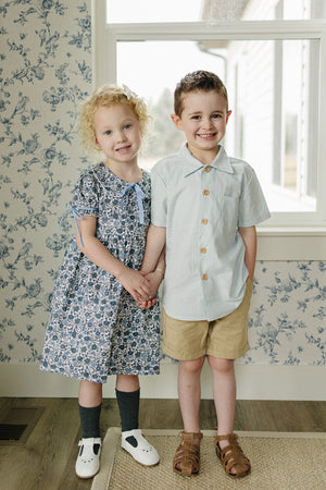 Boy Green Stripe Button Up Pocket Shirt | Cotton