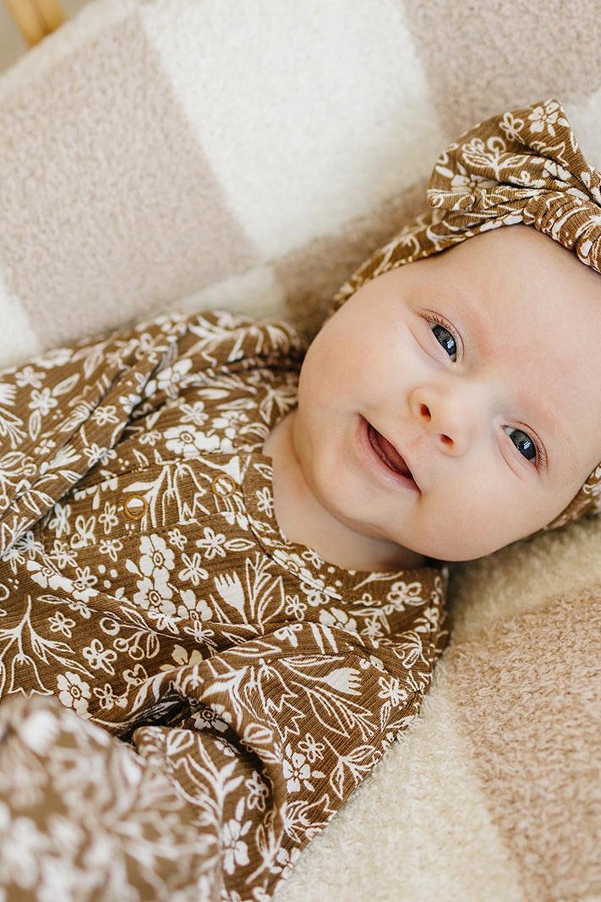 Brown Floral Ribbed Knot Gown |  Bamboo