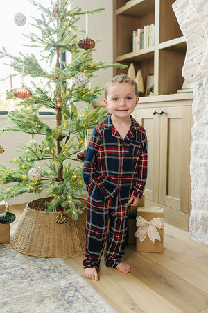 Christmas Plaid Collared Pajama Set | Bamboo