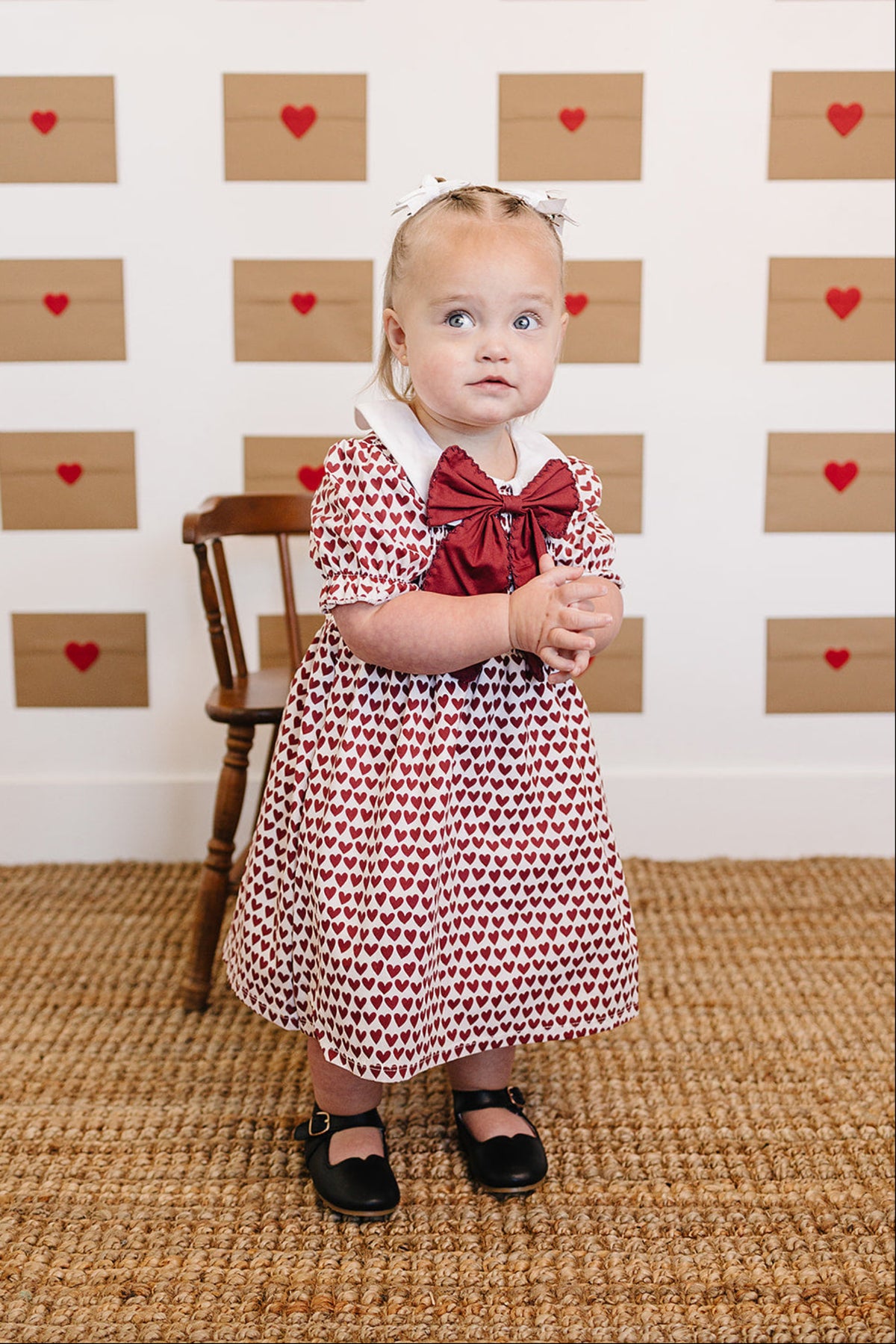 Mebie Baby Heart Bow Dress for Girls, 100% Cotton, Red, Baby - Kids