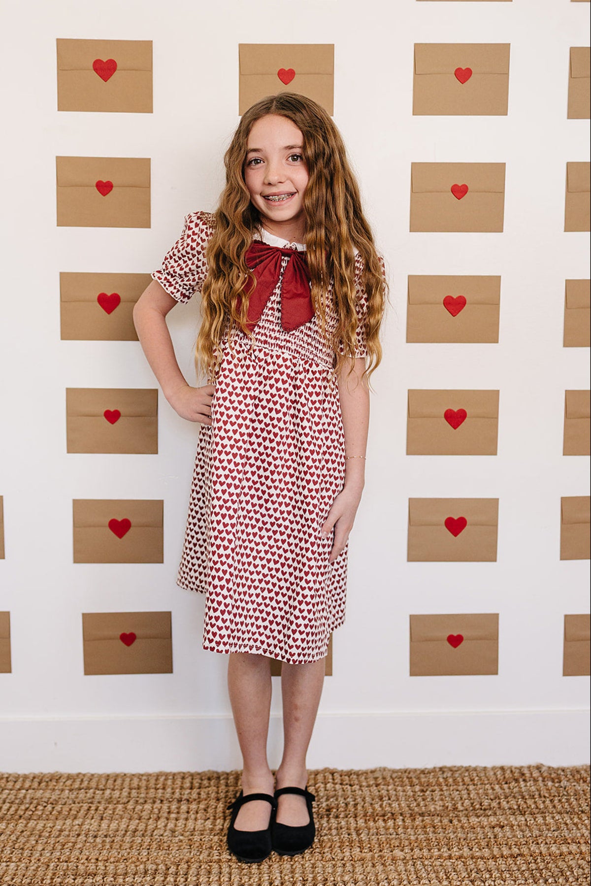 Mebie Baby Heart Bow Dress for Girls, 100% Cotton, Red, Baby - Kids