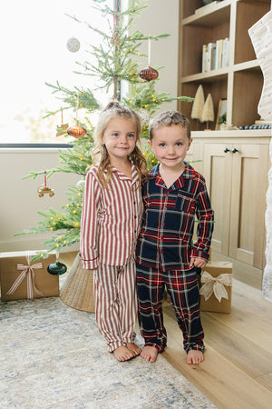 Christmas Plaid Collared Pajama Set | Bamboo