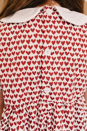 Mebie Baby Heart Bow Dress for Girls, 100% Cotton, Red, Baby - Kids