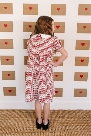Mebie Baby Heart Bow Dress for Girls, 100% Cotton, Red, Baby - Kids
