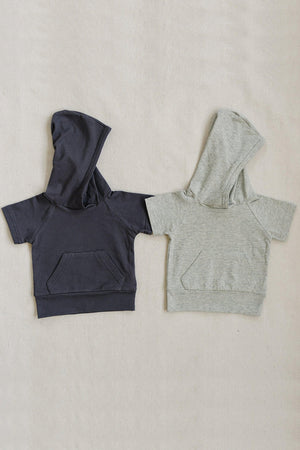 Baby & Toddler Boy Heather Grey Hooded T-Shirt  | Cotton