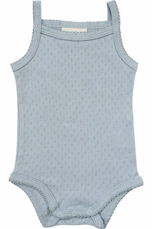 Baby Dusty Blue Pointelle Tank Bodysuit | Baby Essentials  | Cotton