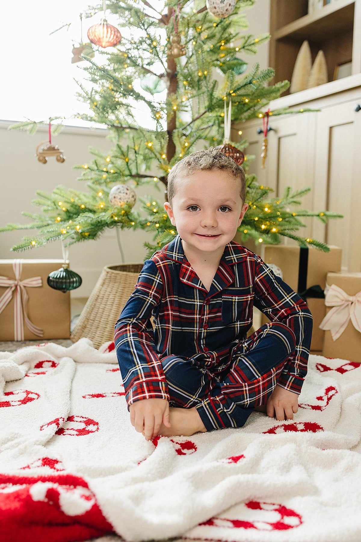 Christmas Plaid Collared Pajama Set | Bamboo