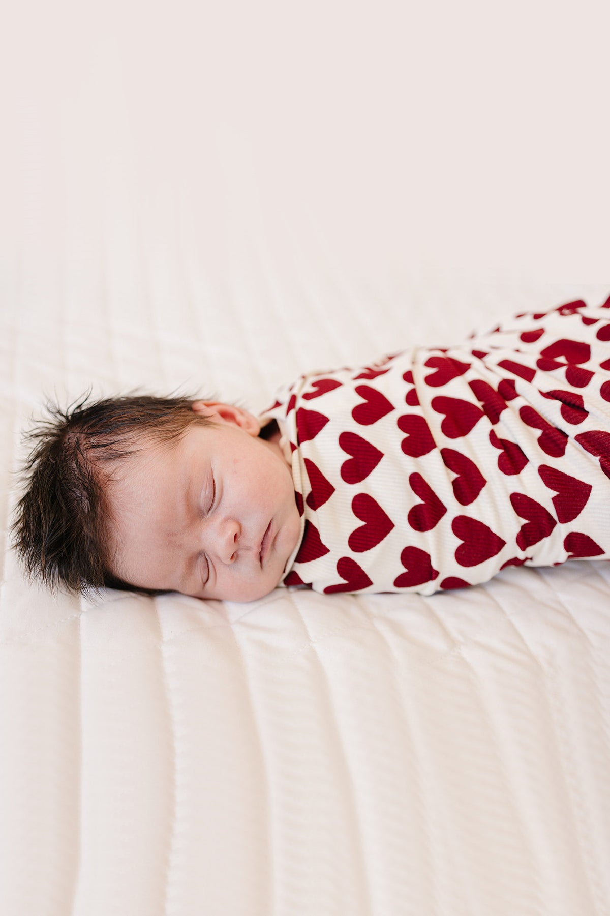 Mebie Baby Hearts Ribbed Stretch Swaddle Blanket for Babies, Bamboo, Red, Gender Neutral, Baby