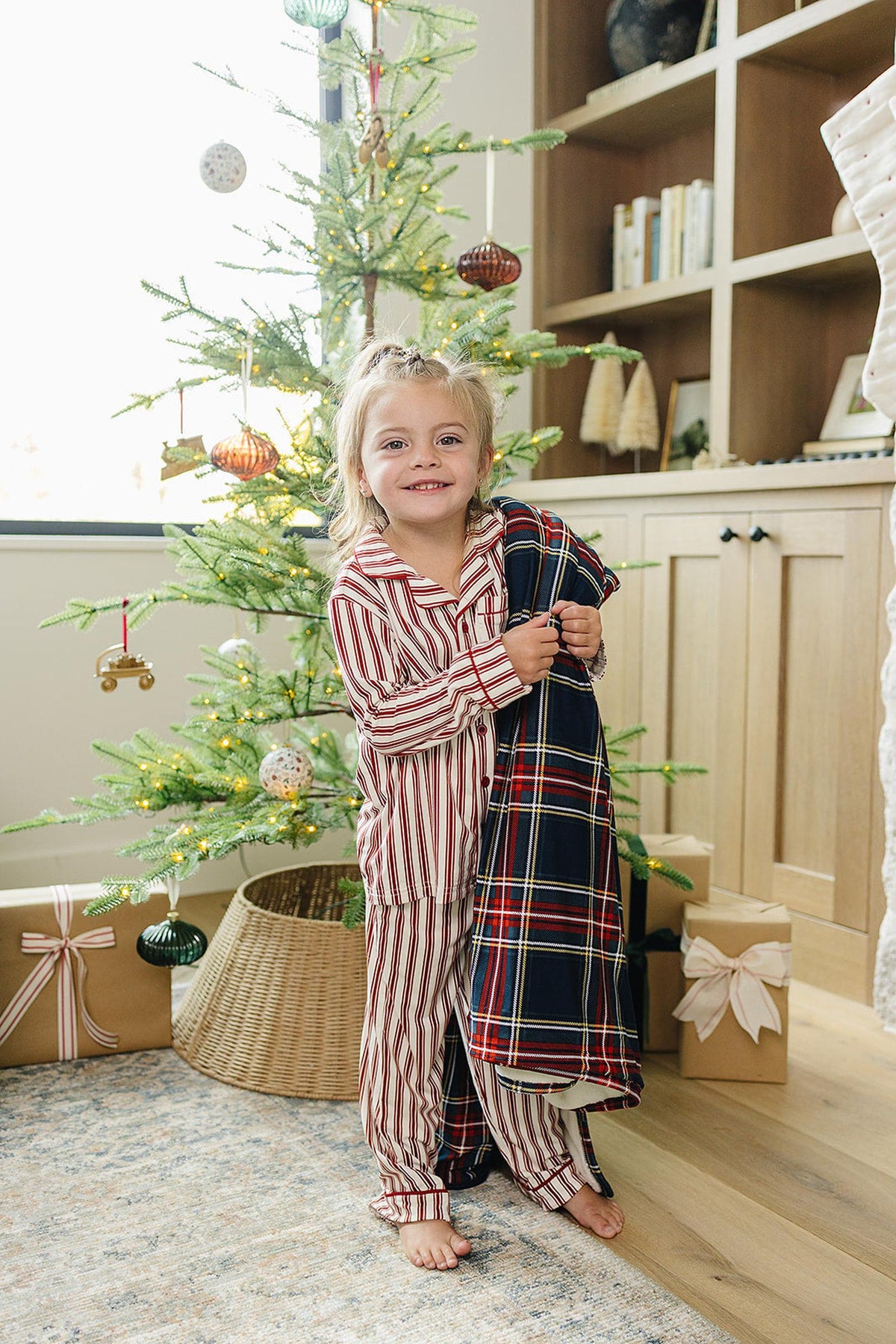 Red Stripes Collared Pajama Set | Bamboo