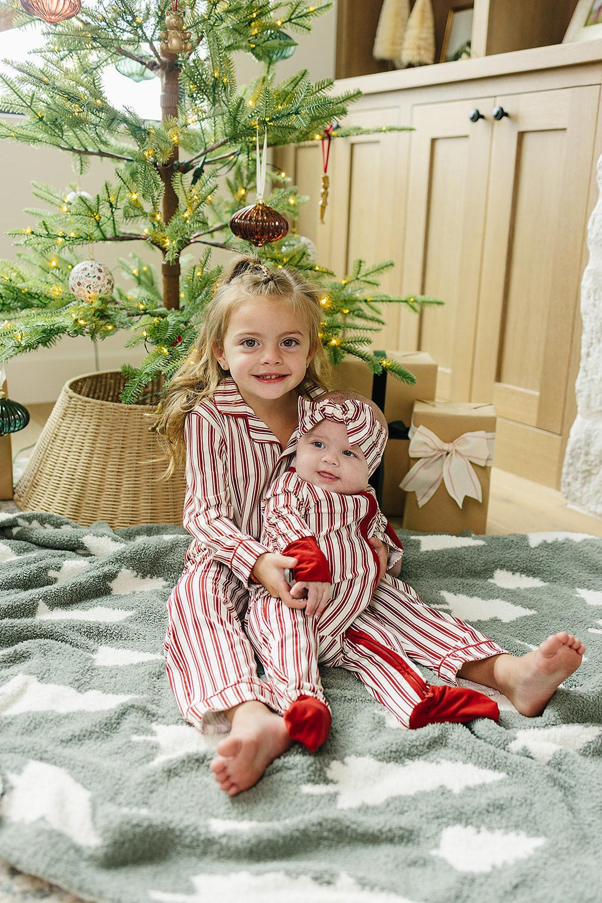 Red Stripes Collared Pajama Set | Bamboo