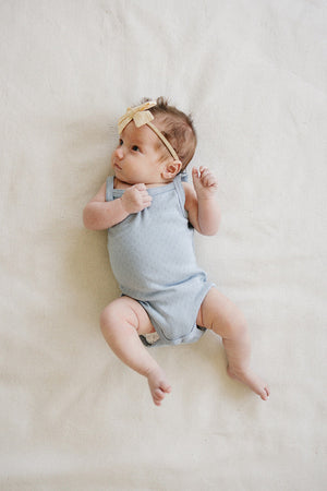 Baby Dusty Blue Pointelle Tank Bodysuit | Baby Essentials  | Cotton