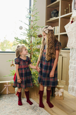 Christmas Plaid Smocked Dress with Classic Collar | Cotton