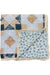 Patchwork Print + Blue Blossom Lace Muslin Crib Quilt | 100% Cotton | Neutral Colors
