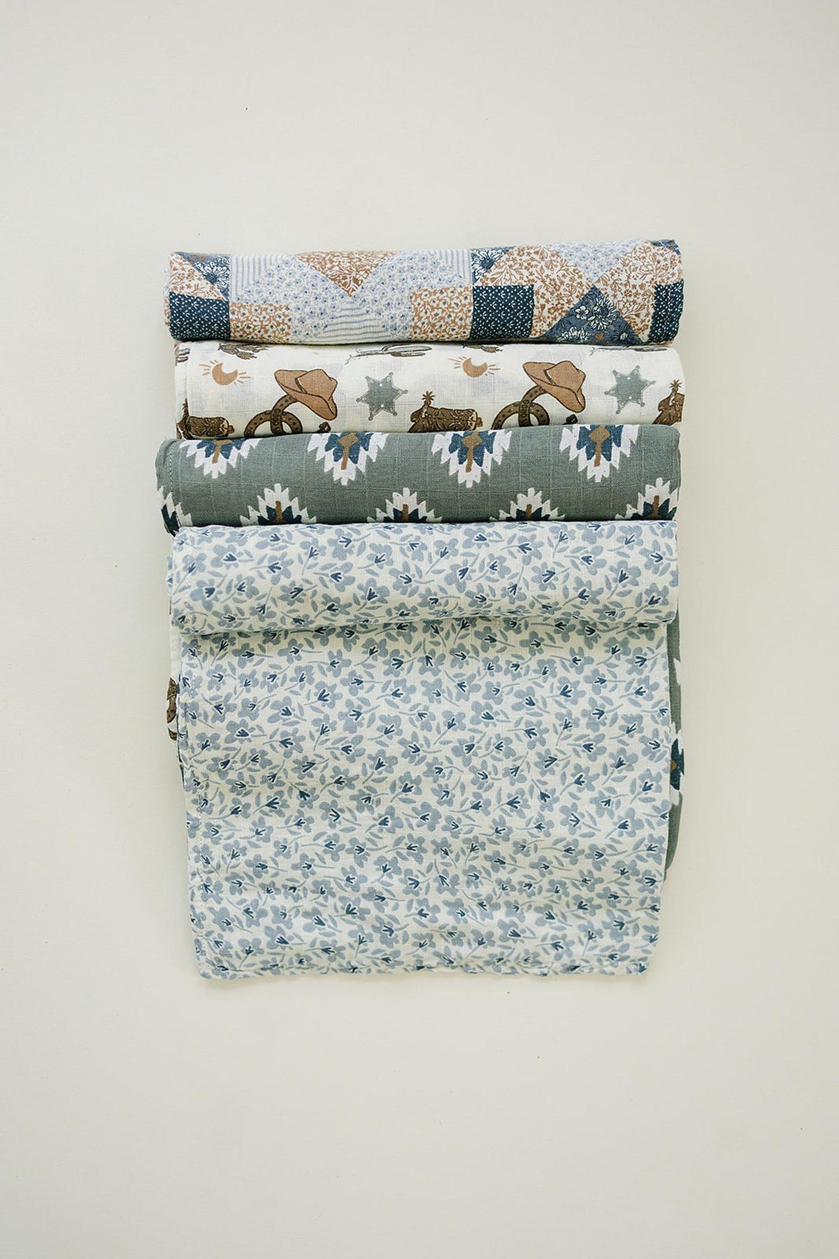 Blue Blossom Muslin Swaddle Blanket | 100% Cotton | Modern