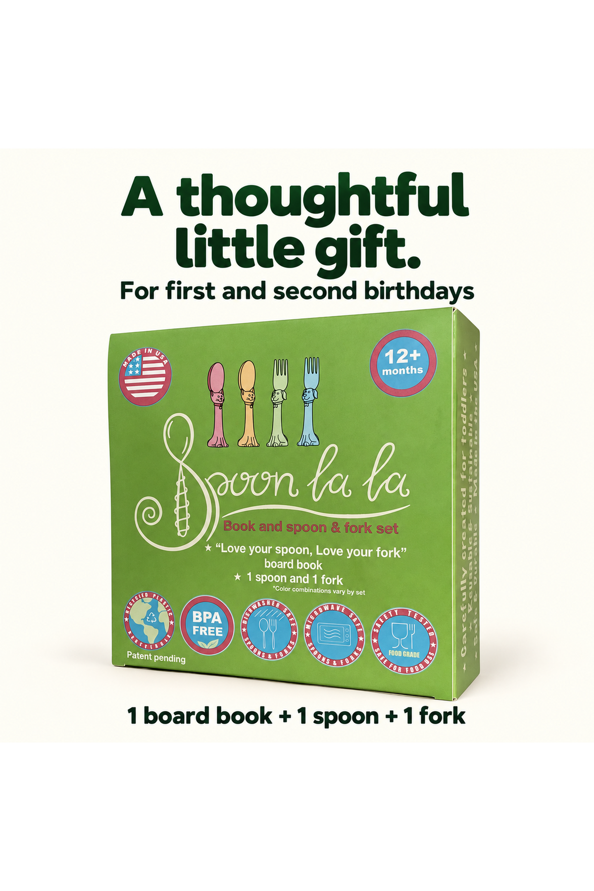 Spoon la la Toddler Spoon & Fork + Board Book Gift Set